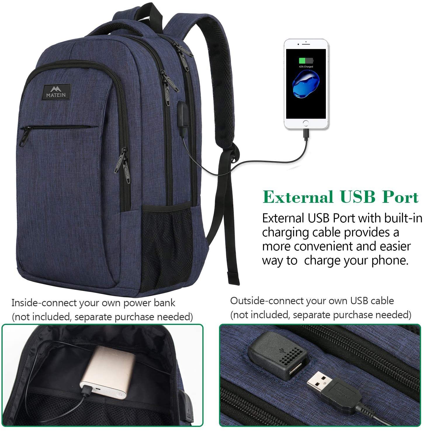 Unisex Anti-Diebstahl Tasche Laptop Rucksack bis 16 Zoll Diebstahlsicherung USB 